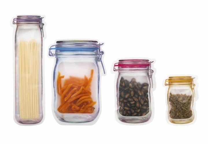 Set 20 de pungi reutilizabile, Zola®, pentru depozitarea in singuranta a alimentelor, forma de borcan, plastic