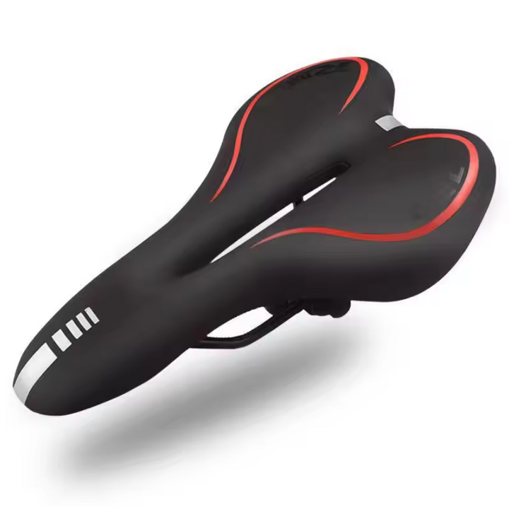 Sa pentru bicicleta, Zola, din gel extrem de confortabil, pe 2 tije, 27.5x16 cm, negru/rosu