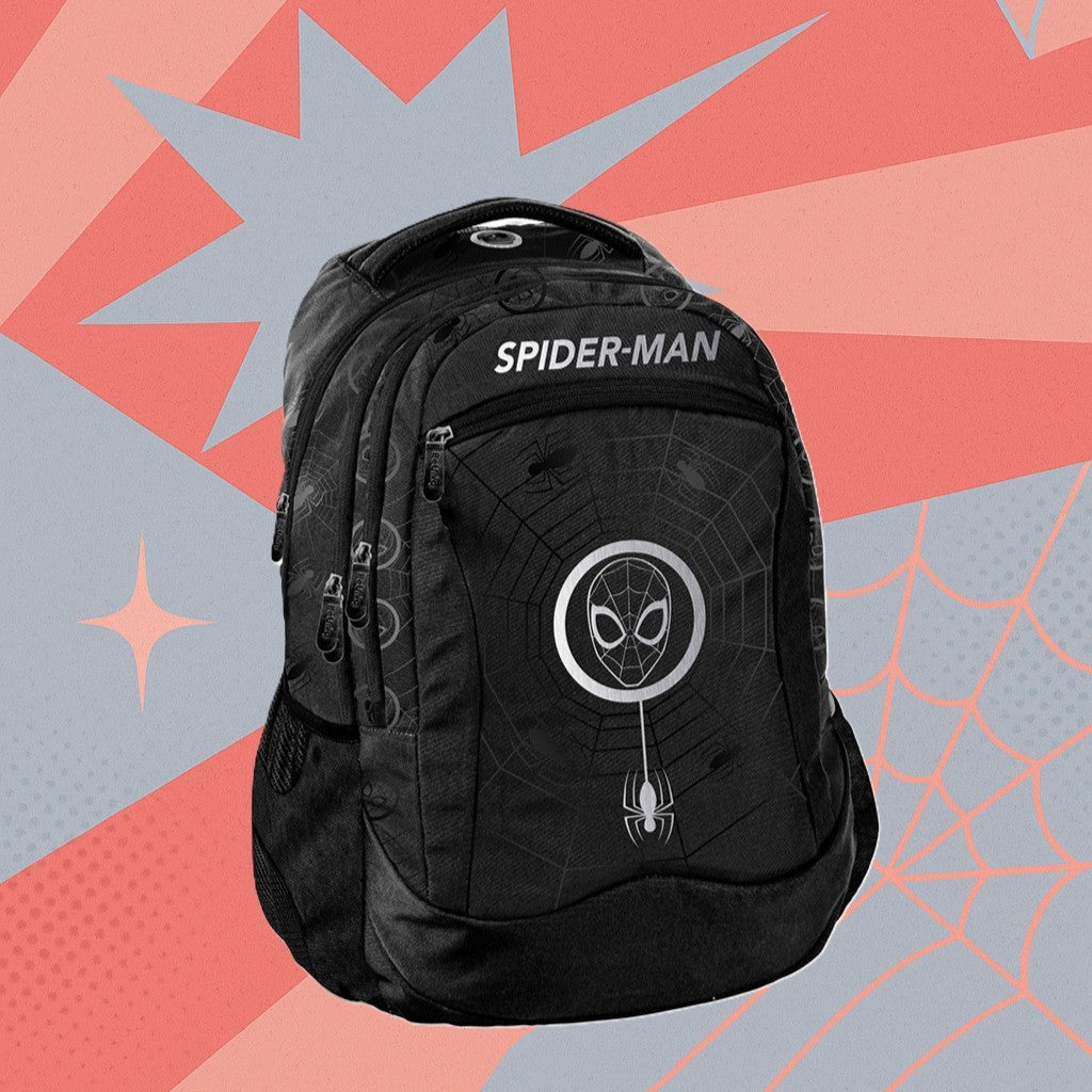 Ghiozdan scolar ergonomic, Zola, Marvel Spider-man, 3 compartimente, impermeabil, 41 x 30 x 18 cm, negru