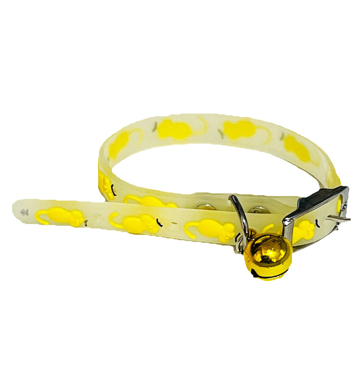 Zgarda pentru catei, Zola®, transparenta-fluorescenta, 27x1.1 cm, din silicon, model soricei galbeni