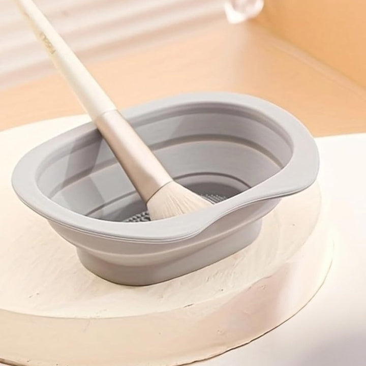 Accesoriu din silicon, Zola®, pentru curatarea pensulelor machiaj, 14x11x4cm, gri