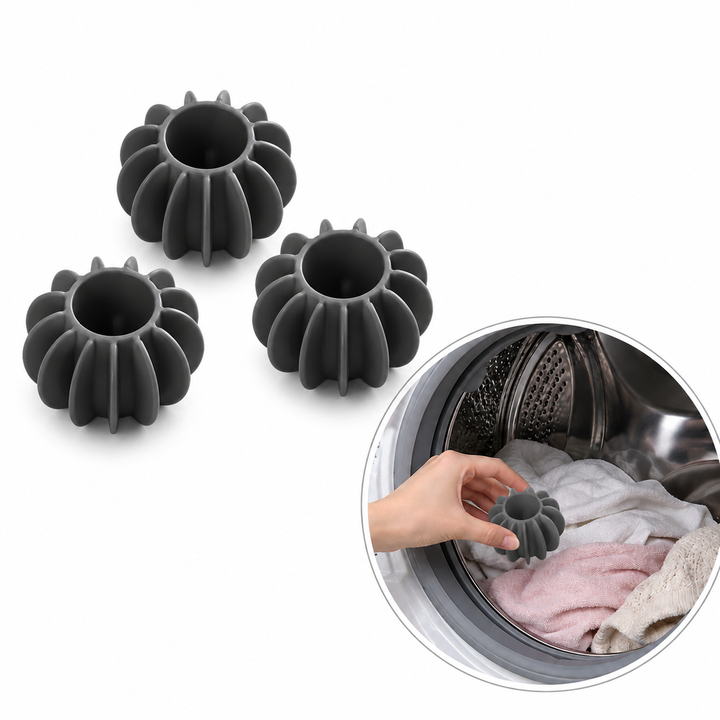 Set 3 mingi magice pentru rufe, Zola®, indeparteaza parul animalelor, PVC, 4x2.5 cm, gri