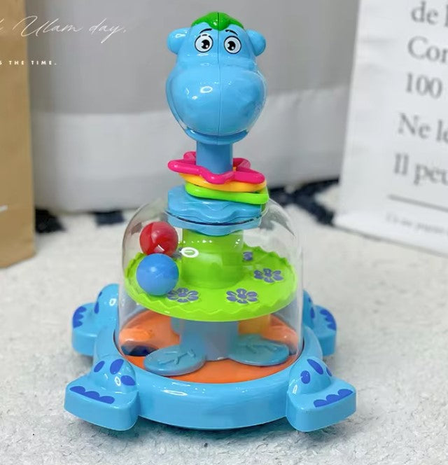 Jucarie interactiva pentru bebelusi, Zola, Hipopotan, cu bile si cercuri, 24 x 15 x 17 cm, 12 luni