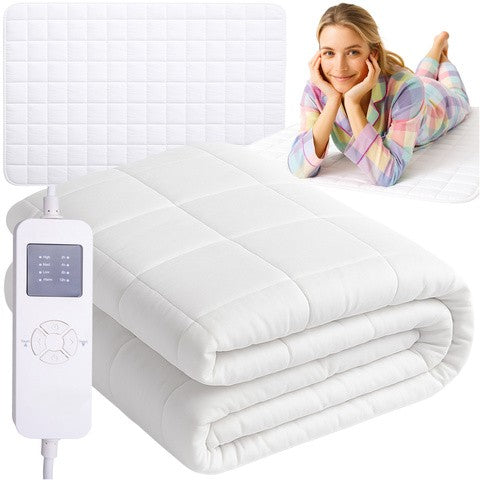 Topper saltea cu incalzire electrica, Zola, 203 x 152 cm, 70 W, 9 niveluri incalzire, temporizator 2/4/8/12 h, 2 telecomenzi, poliester, alb