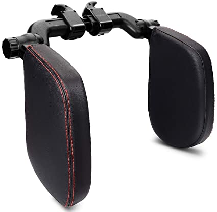 Tetiera auto pentru cap si gat, Zola®, neagra cu cusatura rosie, universala