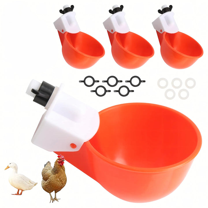 5 cupe adapare automate pentru pasari, Zola, alimentare automata apa, montare pe galeata sau rezervor, plastic, 9.7 x 4 x 5.8 cm