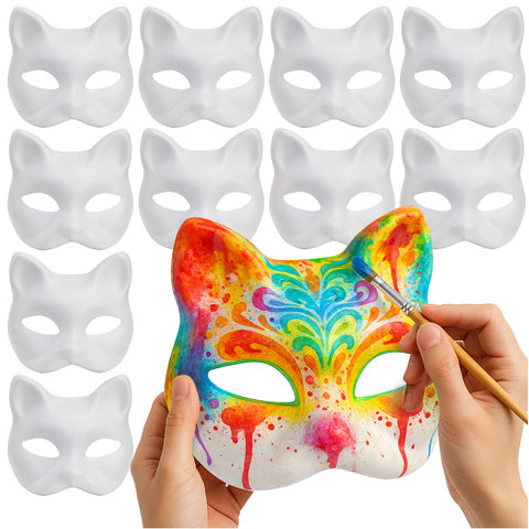 Set 10 masti de pisica, Zola, marime universala, benzi elastice incluse, 30 x 45 cm, albe