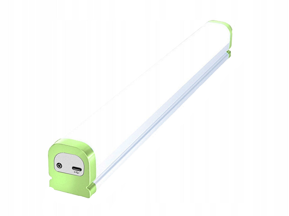 Lampa LED cu magnet, Zola, alb rece, 4 moduri iluminare, mod iluminare albastru/rosu, agatatoare, USB-C, 31 x 5 x 6.5 cm, verde/alb