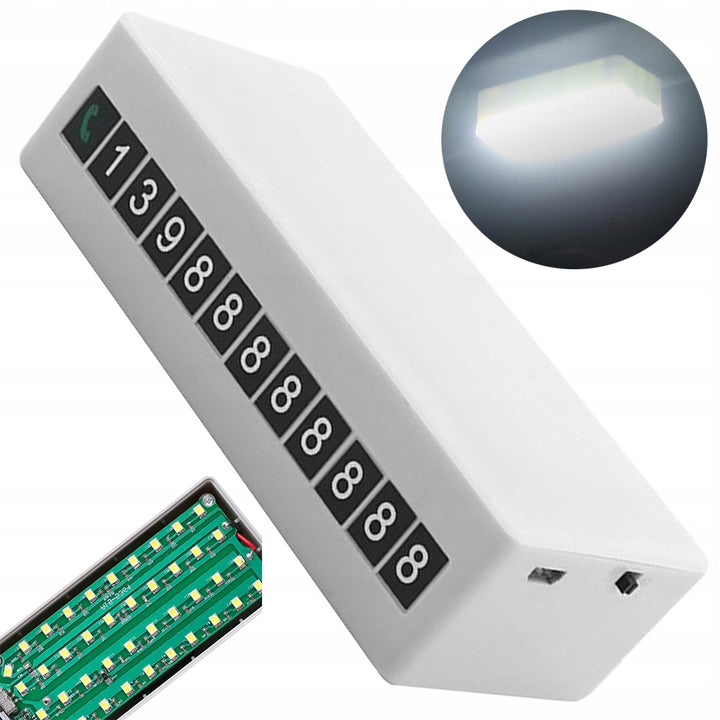 Suport numar de telefon, Zola®, pentru parcarea temporara, USB, lumina LED, alb