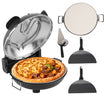 Cuptor electric pentru pizza, Zola, 1200 W, 5 trepte temperatura, 180-450 °C, timer 15 min, placa coacere ceramica, 2 spatule, cutit 2 in 1,  34 x 33 x 16.5 cm
