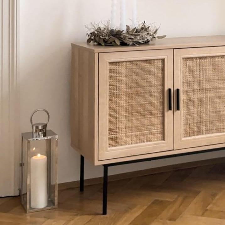 Set 3 felinare decorative din sticla, Zola,  dimensiuni diferite 63 / 49 / 38 cm, otel inoxidabil, argintii