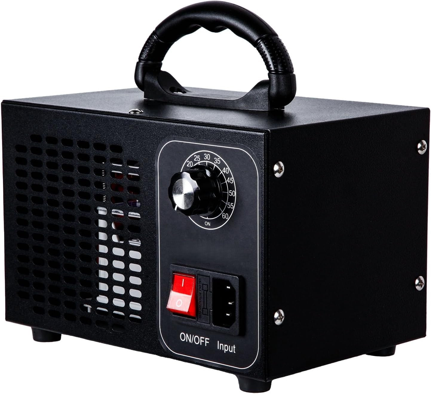 Generator de ozon 150 W cu 4 placi ceramice, Zola, 220–240 V, temporizator 1–60 min, eticheta avertisment, 13.5 x 20.5 x 14 cm, negru