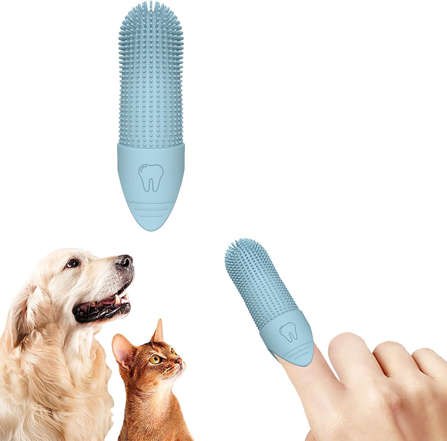 Periuta de dinti pentru animale de companie, Zola, curatare 360°, silicon, albastra