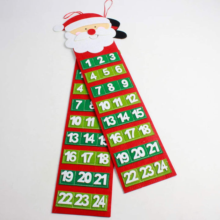Calendar advent din fetru, Zola,  Mos Craciun - rosu, 24 de buzunare, 67.5 x 20 cm
