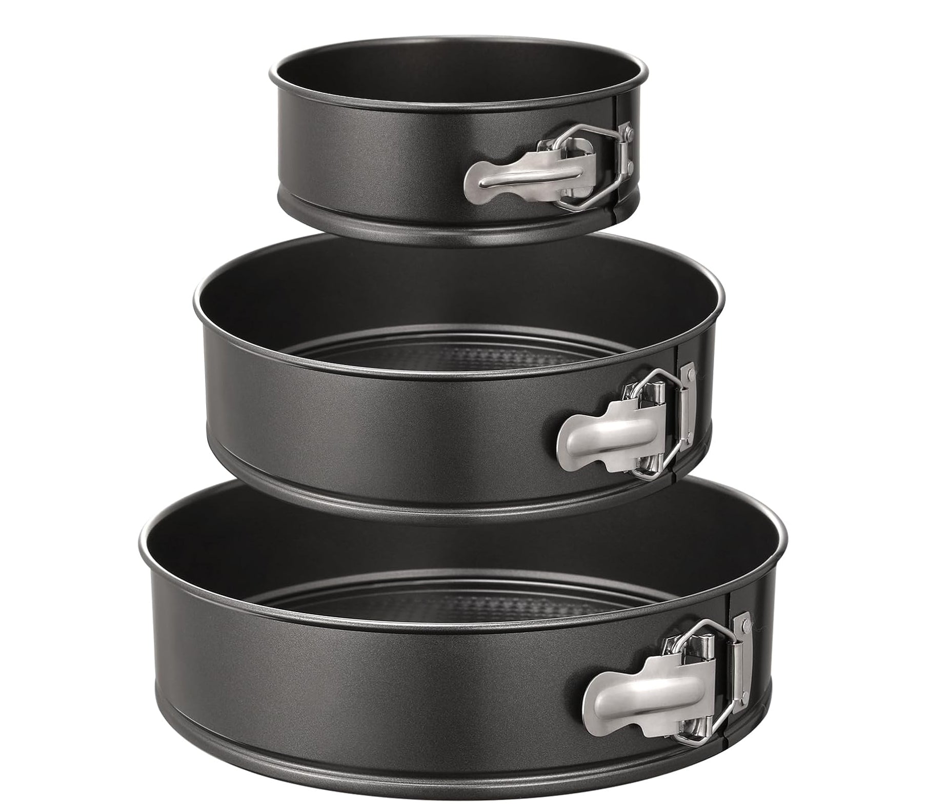 Set 3 tavi pentru copt, Zola®, marimi diferite, antiderapante, fund detasabil, negre