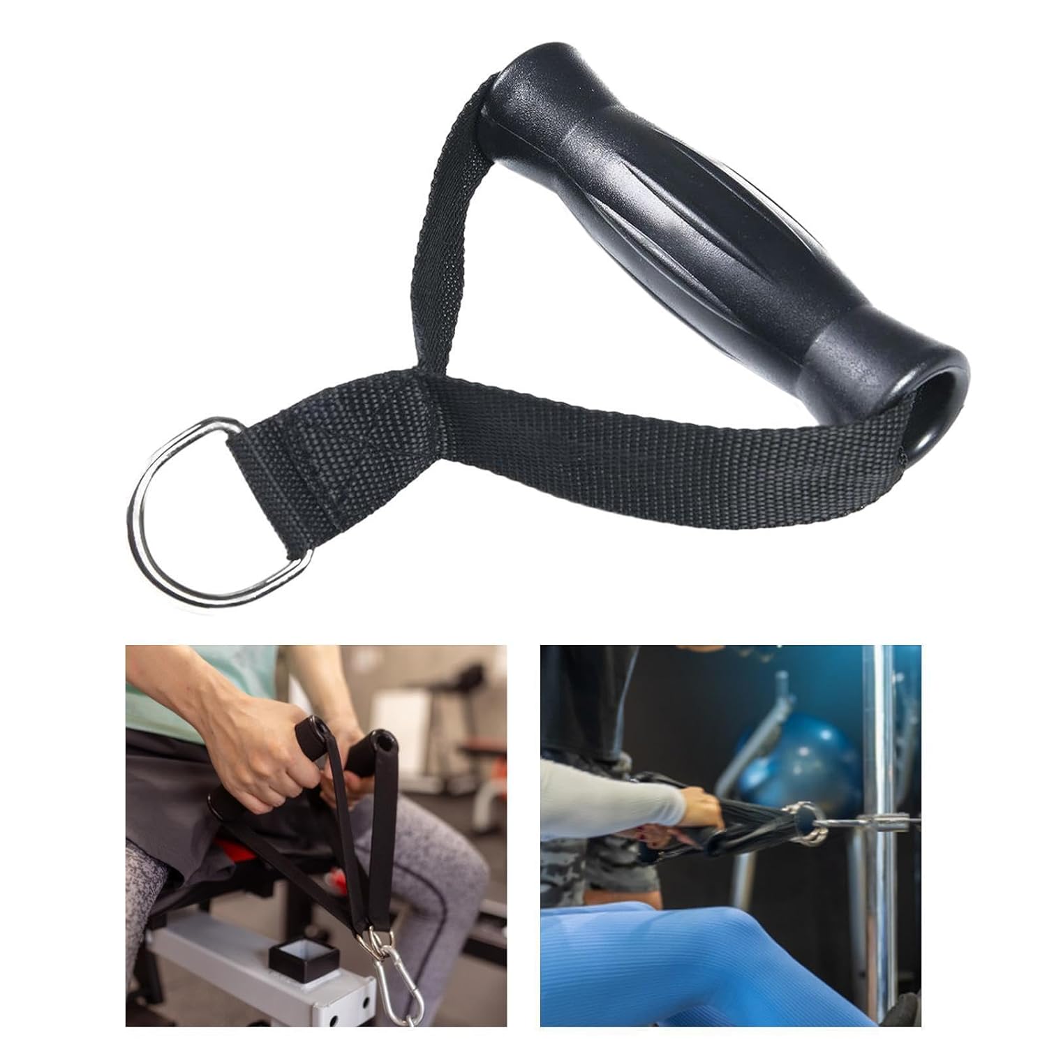 Set 2 manere pentru multi-gimnastica, Zola, fitness, din nylon si ABS, 130x33 mm, negru