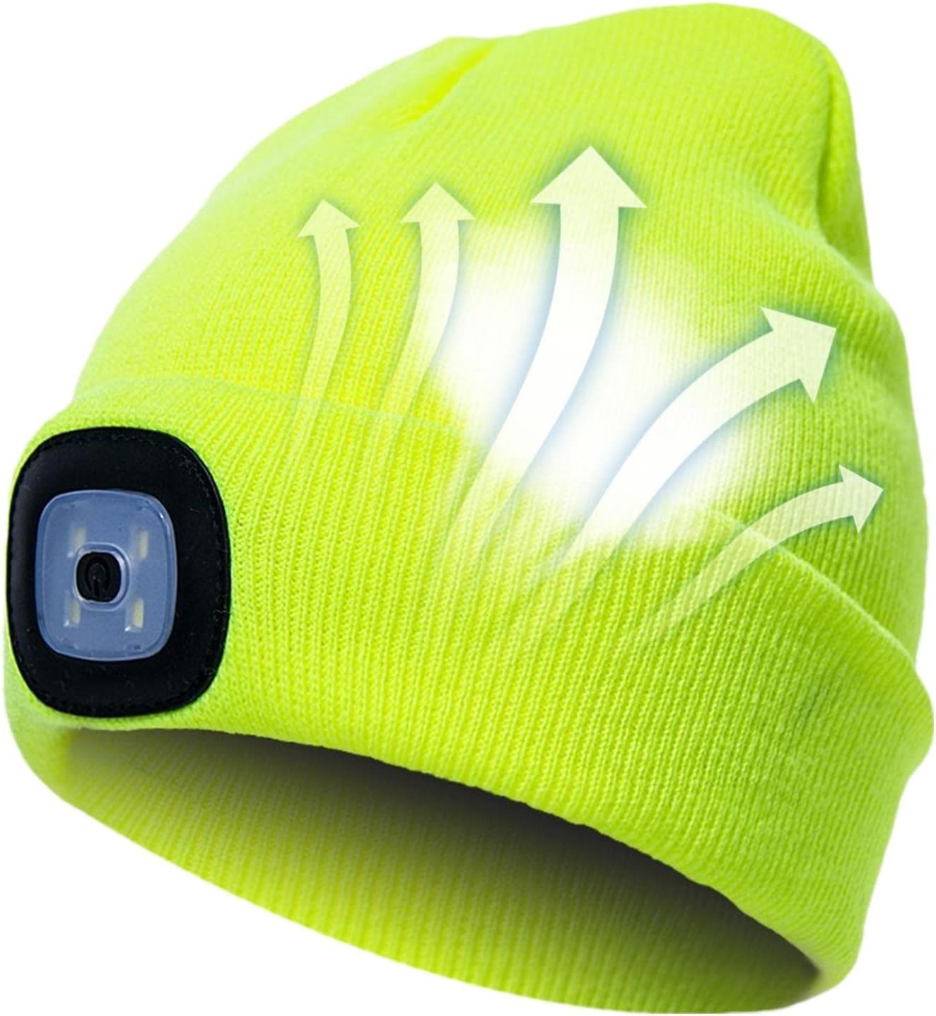 Caciula unisex cu led, Zola, reincarcabil USB, luminare in 3 moduri, marime universala, verde neon