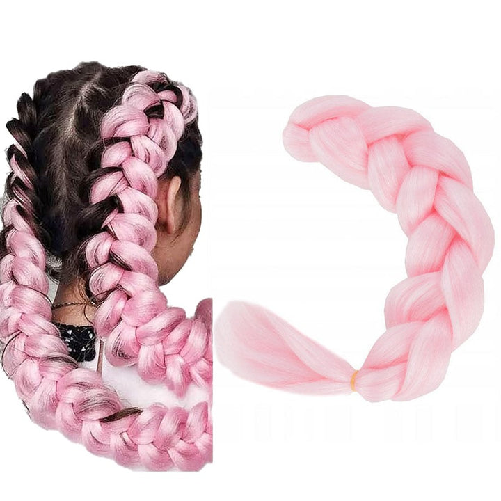 Extensie par sintetic pentru impletituri, Zola, roz, 60 cm