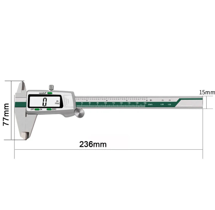 Subler electronic de precizie, Zola, precizie maxima 0.01 mm / 1/128 inchi, 0-150 mm, viteza de masurare 1.5 m/s, otel galvanizat, 23.6 cm