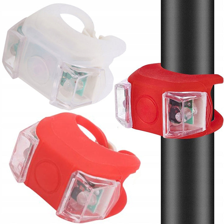 Set 2 bucati de lumini pentru biciclete din silicon, Zola®, LED, lumina alba, alb/rosu