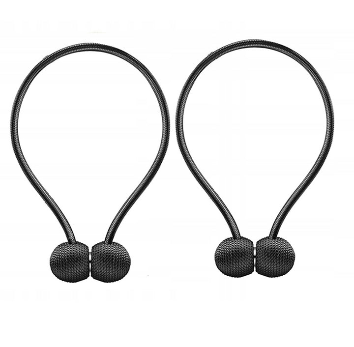 Set 2 magneti decorativi pentru fixarea draperiilor si perdelelor, Zola®, textil, 50 cm, negri