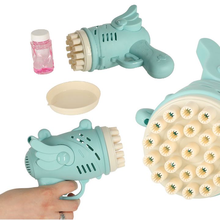 Pistol baloane sapun copii, Zola, solutie inclusa, recipient, alimentare baterii, 15.5 x 15 x 7.5 cm, albastru