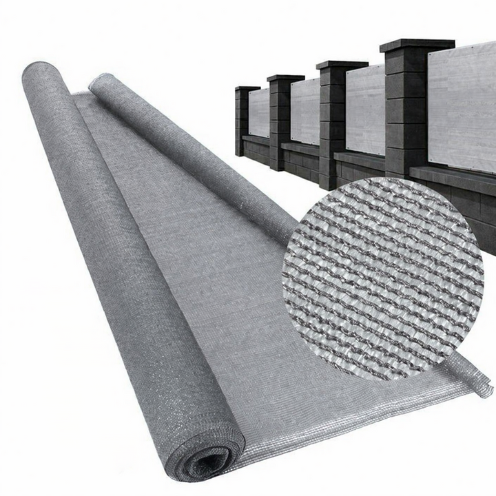 Paravan plasa pentru gard/balcon/terasa/foisor, Zola, 1.5 × 50 m, protectie UV 95%, HDPE, 180 g/m², gri
