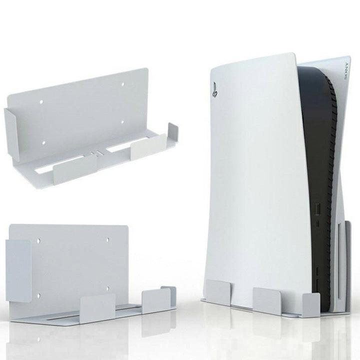 Suport de perete compatibil PlayStation 5, Zola®, dimensiune interioara 25.5x10 cm, metalic, alb