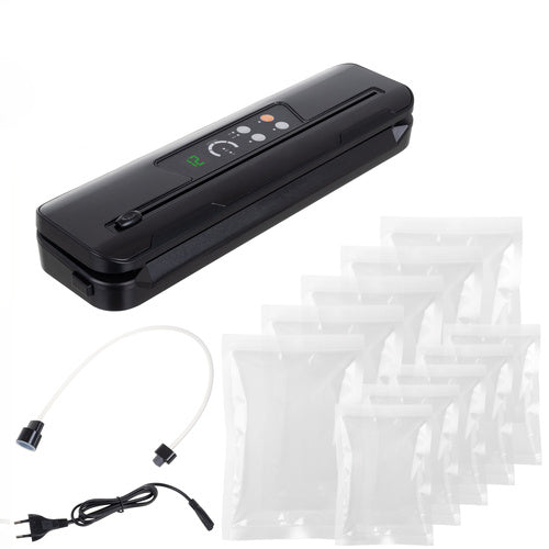 Aparat pentru vidat alimente, Zola, 110W, 80kPa, 9 l/min, functie VAC, cutit glisant, 10 pungi incluse, 38 x 11 x 6 cm, negru