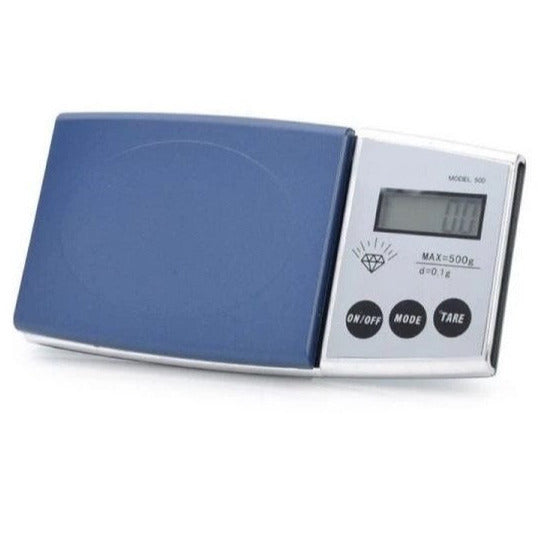 Mini cantar electronic de buzunar, Zola®, pentru bijuterii, afisaj LCD, capacitate pana la 500g, oprire automata, 152x80x18 mm, albastru