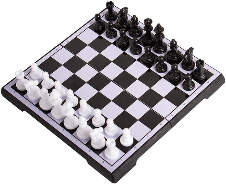 Tabla de sah magnetica, Zola®, pentru calatorie, 13.5x13.3x1 cm, negru/alb