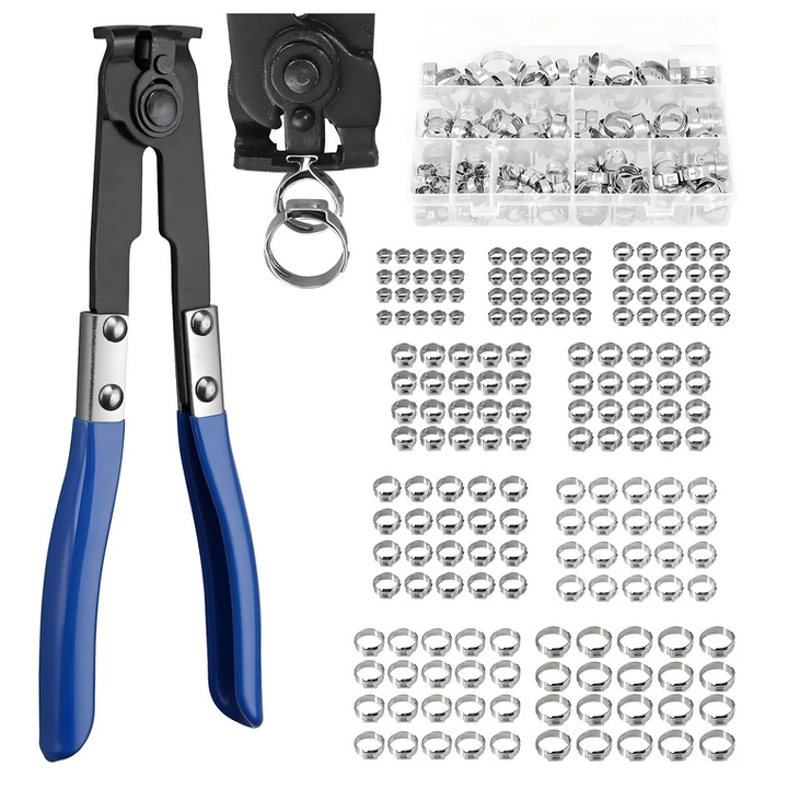 Trusa 200 coliere pentru furtun si cleste inclus, Zola, 10 marimi diferite 5.8 la 21 mm