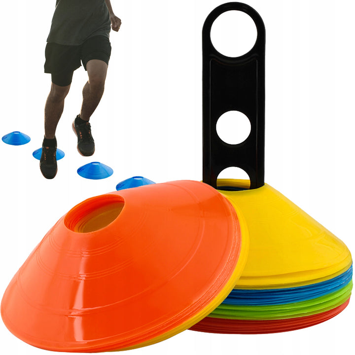 Set jaloane tip con, Zola®, cauciuc flexibil, cu suport, 50 bucati, multicolore