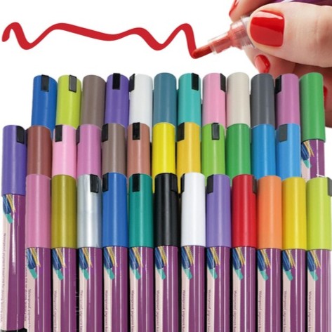 Set 36 markere acrilice, Zola, varf 4 mm, pentru hartie, piatra, sticla, ceramica, lemn, textile, panza, uscare rapida, multicolore