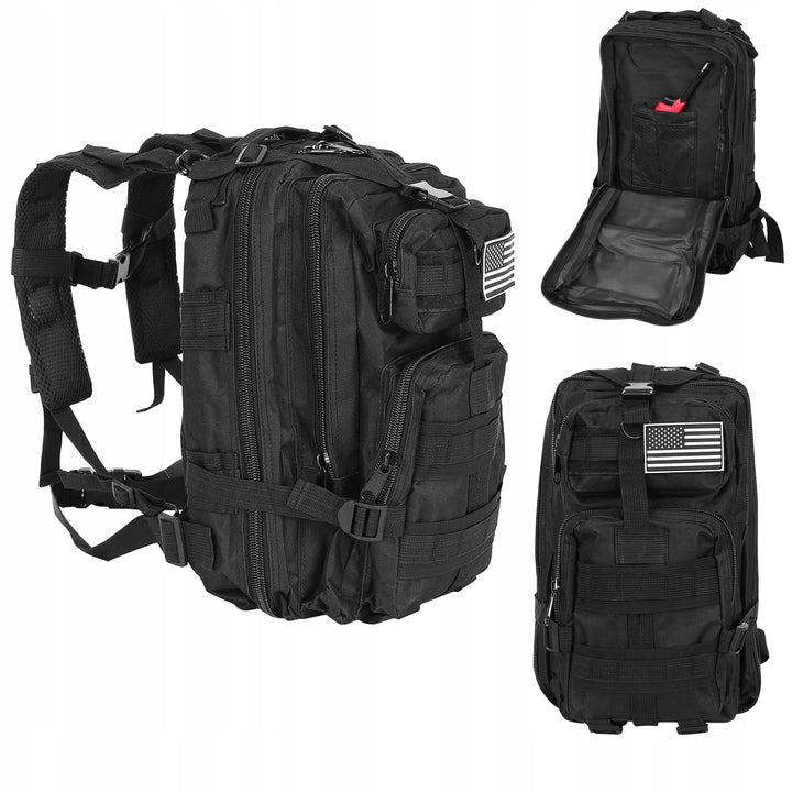Ghiozdan militar, Zola®, bretele reglabile, capacitate 30 L, negru, 20x29x45cm