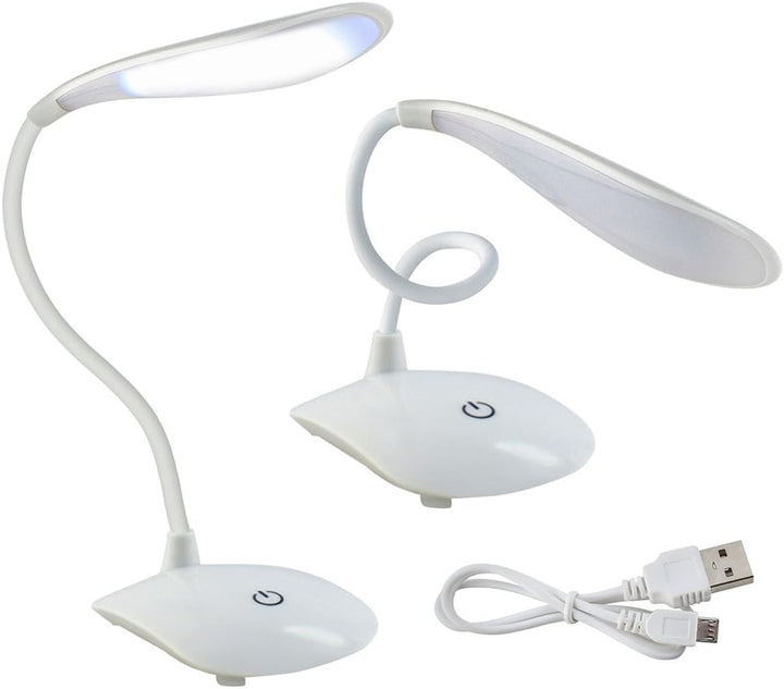 Lampa LED de birou, Zola, cu panou tactil, 14 LED-uri, 3 niveluri luminozitate, 600 lux, alb rece, plastic PP, cablu USB, 10x12x40 cm, alba