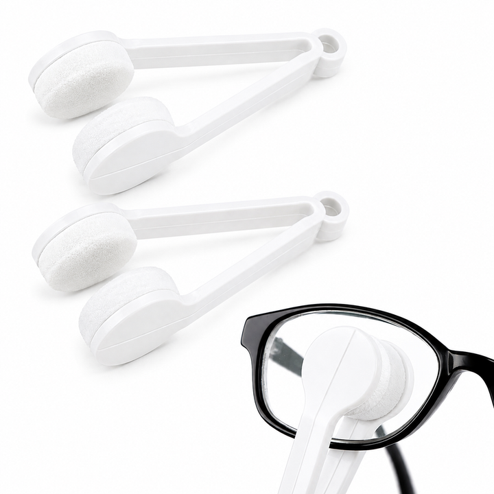 Set 2 instrumente pentru curatarea ochelarilor, Zola®, cu microfibra, alb