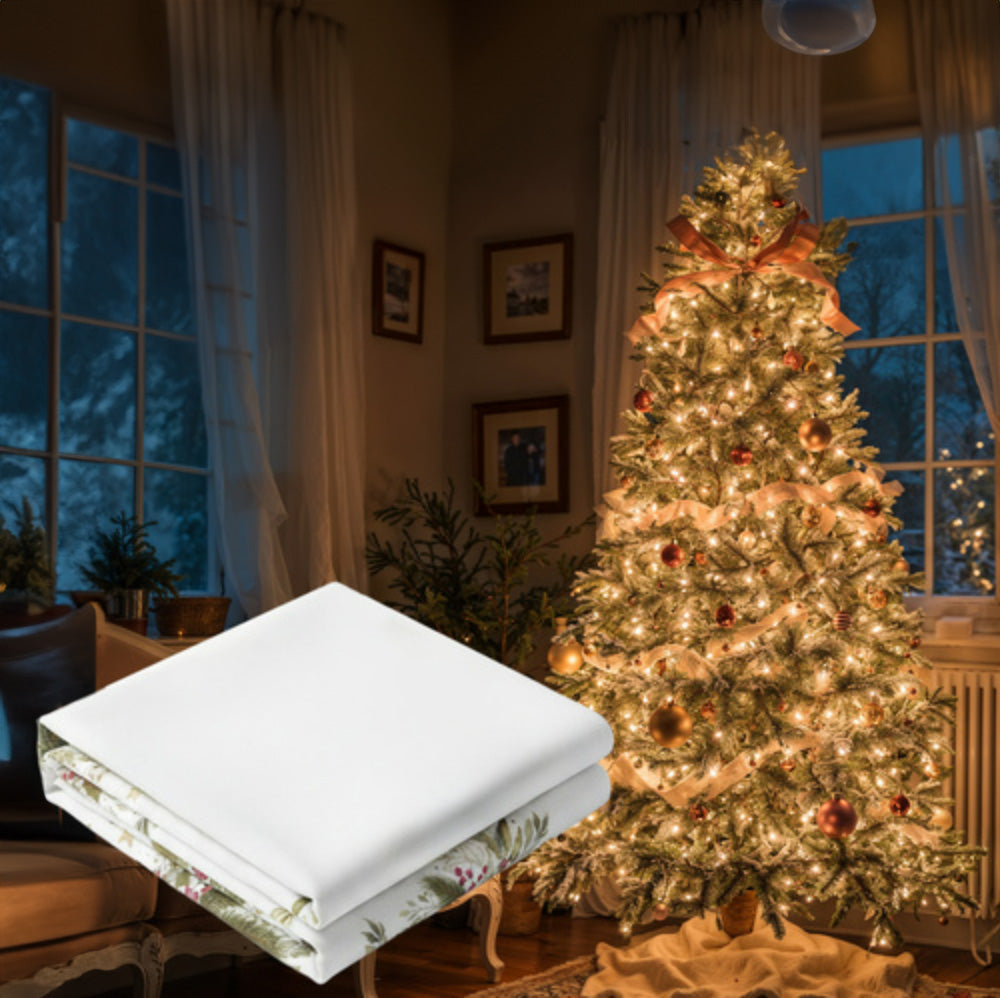 Fata de masa model festiv, Zola, 220 x 140 cm, poliester, alba