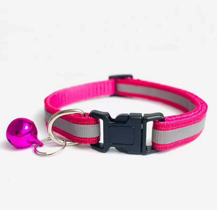 Zgarda reflectorizanta pentru caini/pisici,  Zola®, cu clopotel, reglabila, marime 21-33 cm, roz