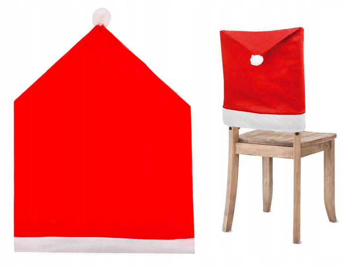 Set huse pentru spatarul scaunului, Zola®, 6 bucati, Model caciula lui Mos Craciun, 65x50 cm