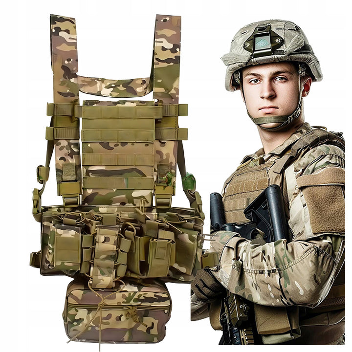 Vesta tactica airsoft, Zola, reglabila, cu borseta, nylon, model army, verde