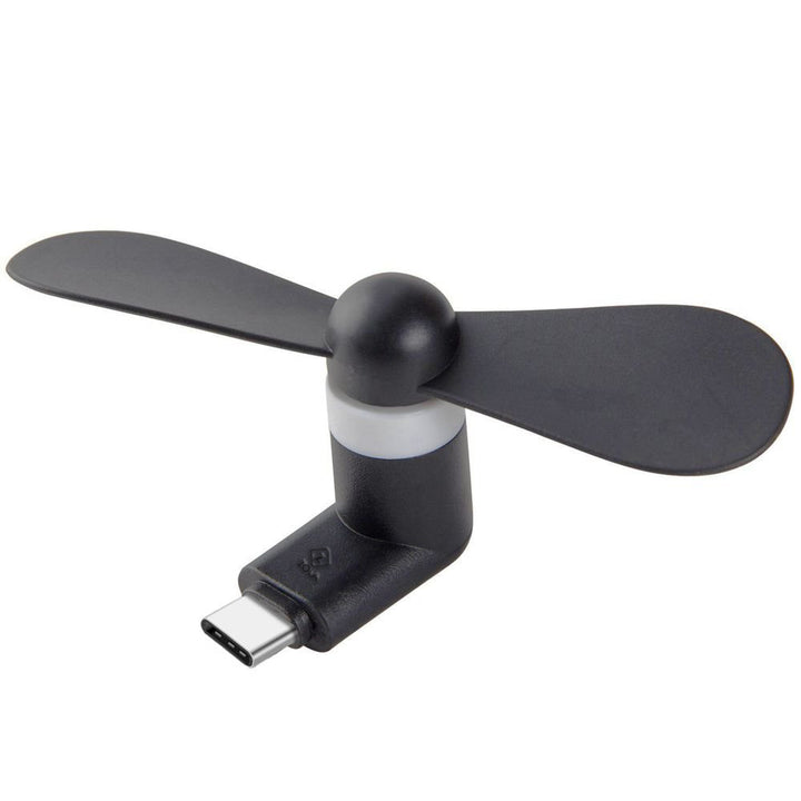 Mini ventilator portabil pentru telefon, Zola®, alimentare USB-C, din silicon, OTG, 4x9x1.5 cm, negru