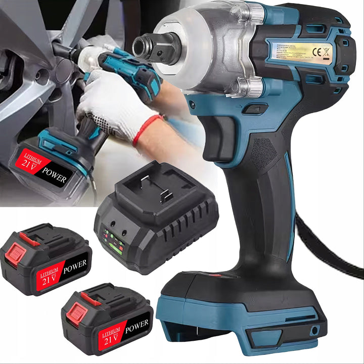 Masina de insurubat cu impact, Zola, 3200 rpm, 520 Nm, viteza reglabila, LED, 2 acumulatori, 1300 mAh,  negru/albastru