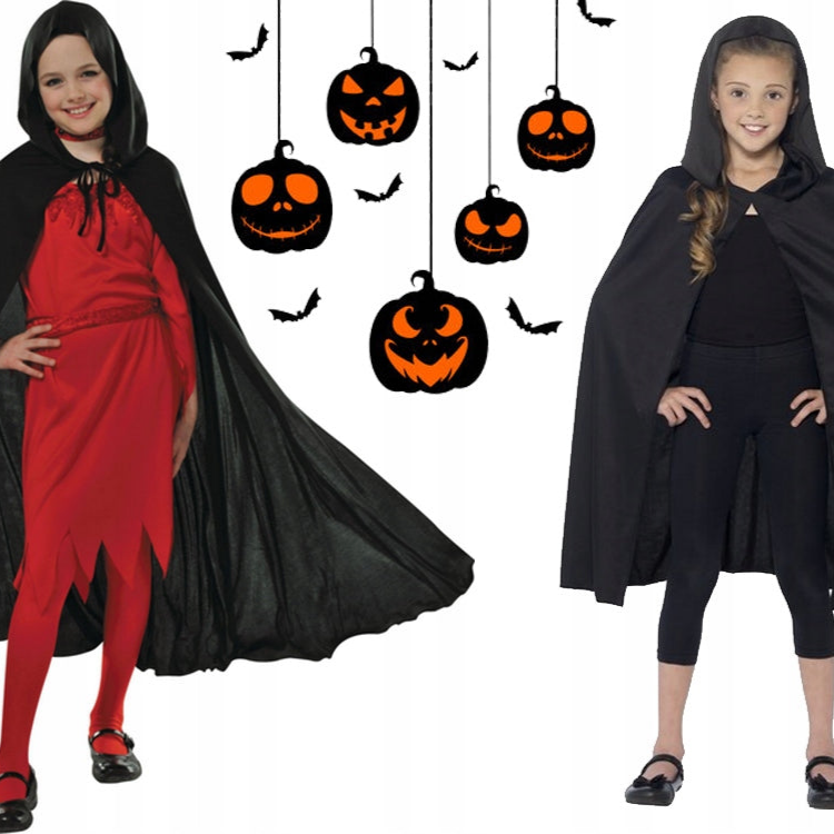 Pelerina  cu gluga carnaval pentru copii, Zola®, Halloween, vampir, vrajitor, unisex, marimea universala,  neagra