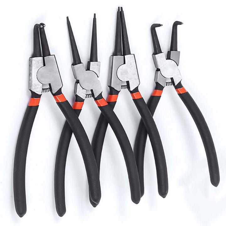 Set 4 clesti pentru inele de fixare, Zola, din metal si plastic, maner anti-alunecare, husa cu fermoar, 13x24 cm, negru/portocaliu