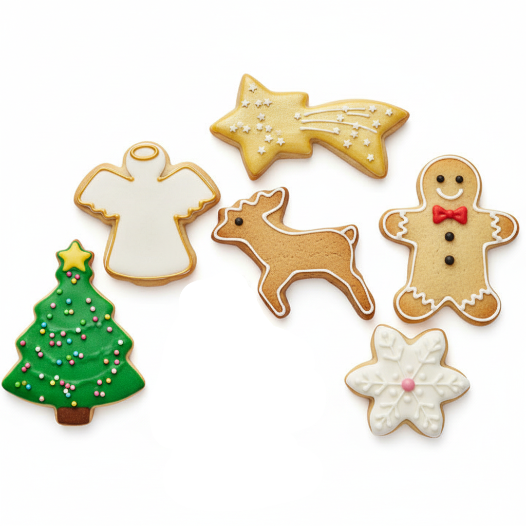 Forma metalice, Zola®, pentru biscuiti, 7 bucati, model de Craciun, 9 x 7 x 2.2 cm