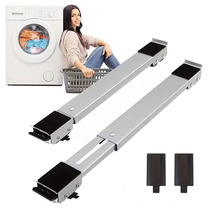 Set 2 suporti pentru ridicat si transportat mobila, Zola, sarcina maxima 300 kg, reglabili, 45-70 cm, cu roti, argintiu