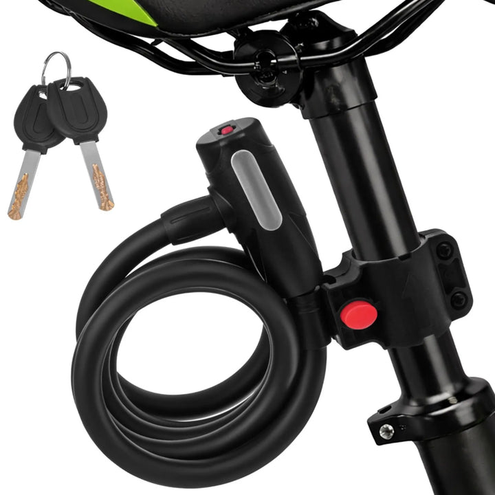 Antifurt bicicleta cu cheie, Zola, cablu spiralat 150 cm, grosime 12 mm, invelis PVC, rezistent UV si IPX5, negru