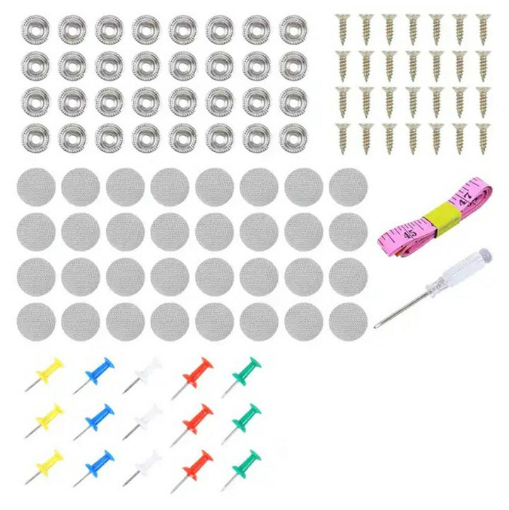 Kit pentru reparatia plafonului auto, Zola, 60 de nituri de reparatie, din metal si plastic, lungime surub 13 mm, argintiu