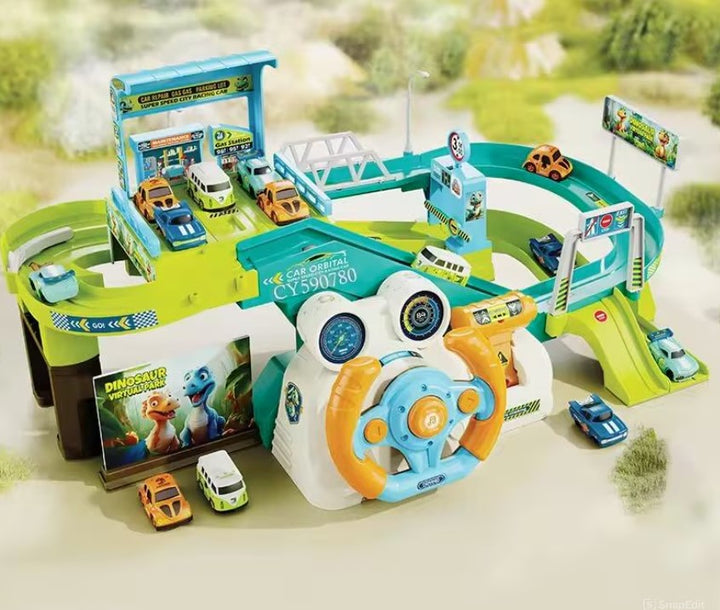Jucarie interactiva 2 in 1, Zola, sunete, parcare cu volan si 4 masinute, 30 x 27 x 13 cm